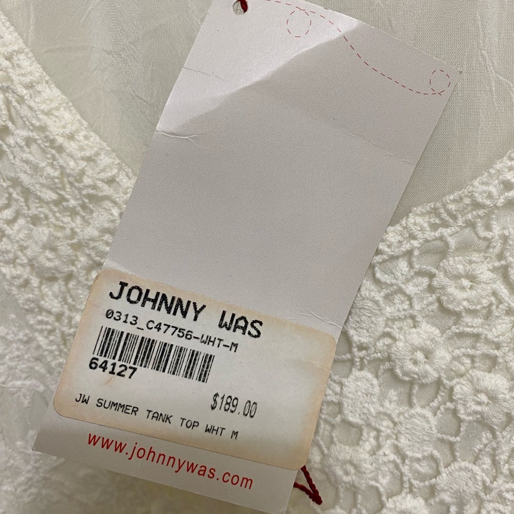 Johnny Was white lace tank top